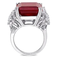 JULIANNA B 14K White Gold Created Ruby & Diamond Ring