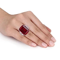 JULIANNA B 14K White Gold Created Ruby & Diamond Ring