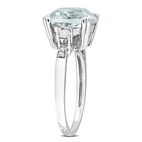 JULIANNA B 10K White Gold Aquamarine Created White Sapphire & Diamond Ring