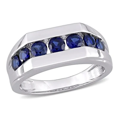 JULIANNA B Men's Sterling Silver Created Sapphire Ring