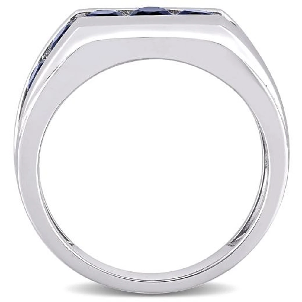 JULIANNA B Men's Sterling Silver Created Sapphire Ring