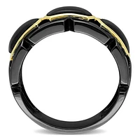 Julianna B Men's Yellow Plated & Black Rhodium Sterling Silver Onyx Ring