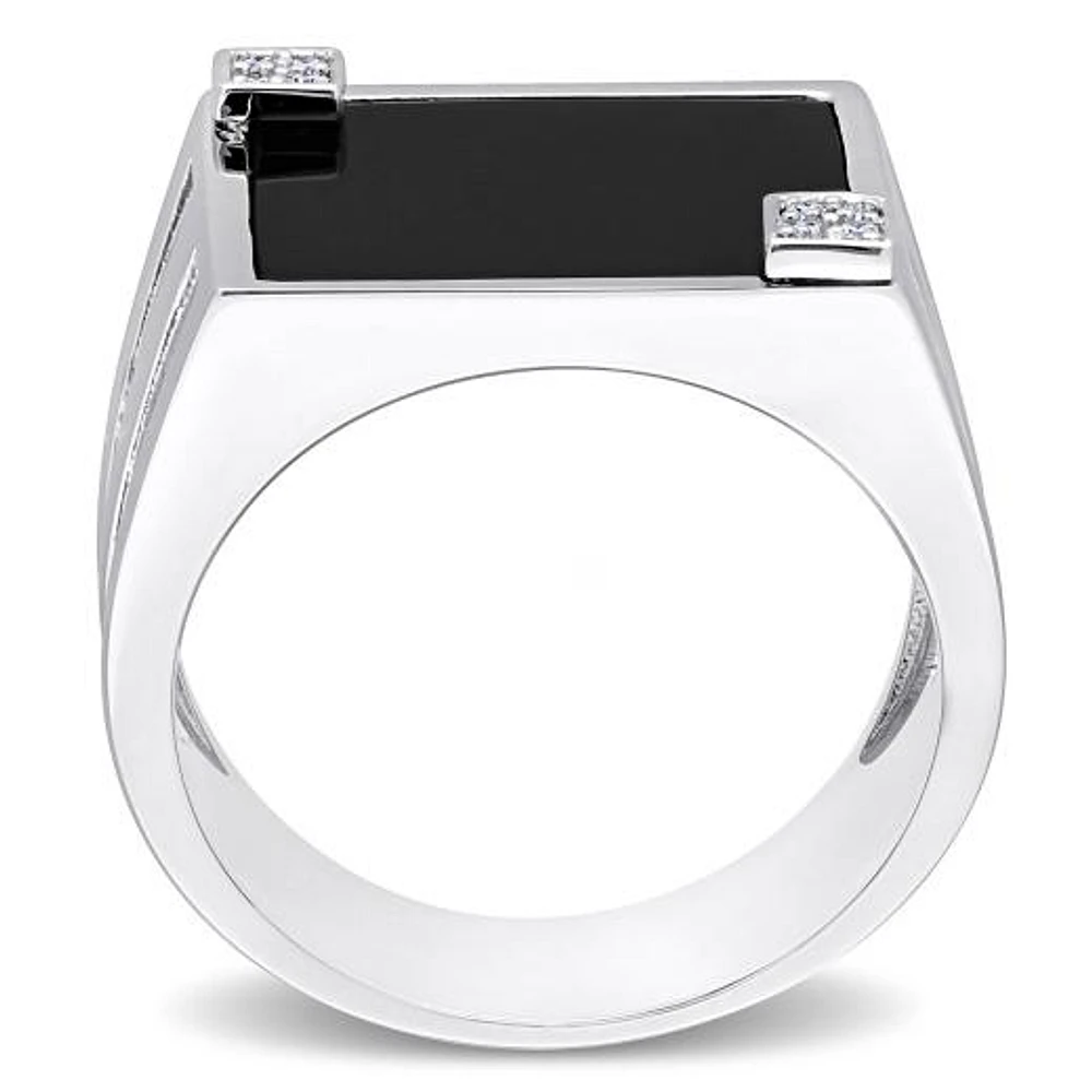 Julianna B Men's Sterling Silver Onyx & Diamond Ring