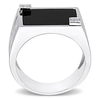 JULIANNA B Men's Sterling Silver Onyx & Diamond Ring