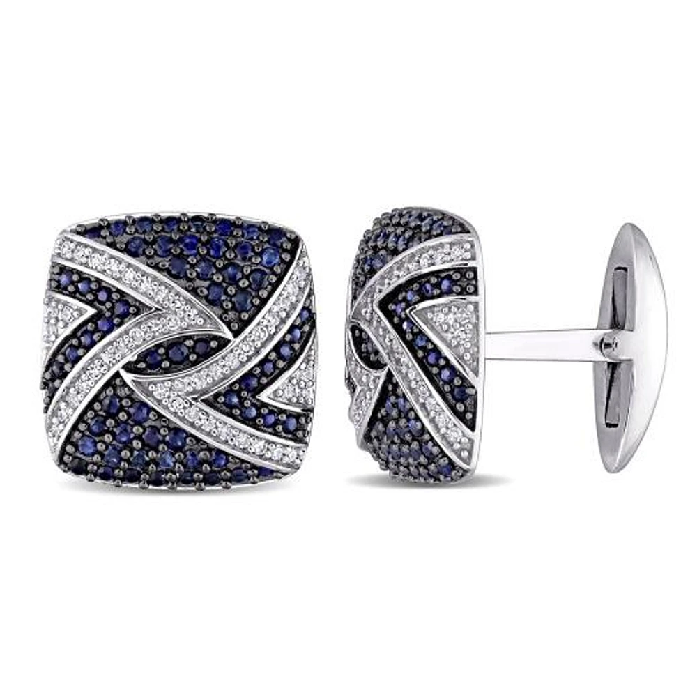 JULIANNA B 14K White Gold Sapphire & Diamond Cufflinks