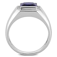 Julianna B Men's 10K White Gold Created Sapphire & Diamond Ring