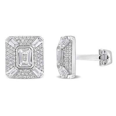 Julianna B Sterling Silver Created White Sapphire Cufflinks