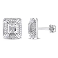 Julianna B Sterling Silver Created White Sapphire Cufflinks