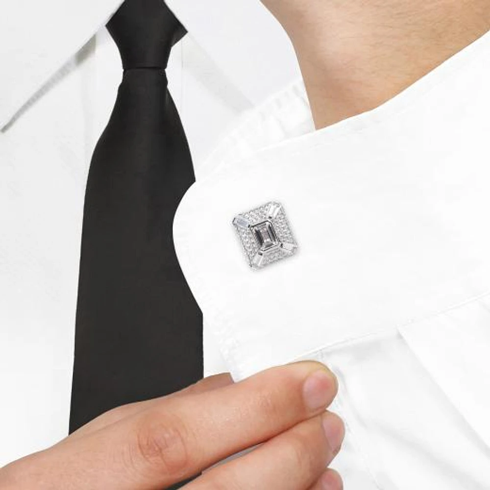 Julianna B Sterling Silver Created White Sapphire Cufflinks