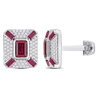 JULIANNA B Sterling Silver Created Ruby & Created White Sapphire Cufflinks