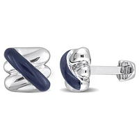 JULIANNA B Sterling Silver Blue Enamel Cufflinks