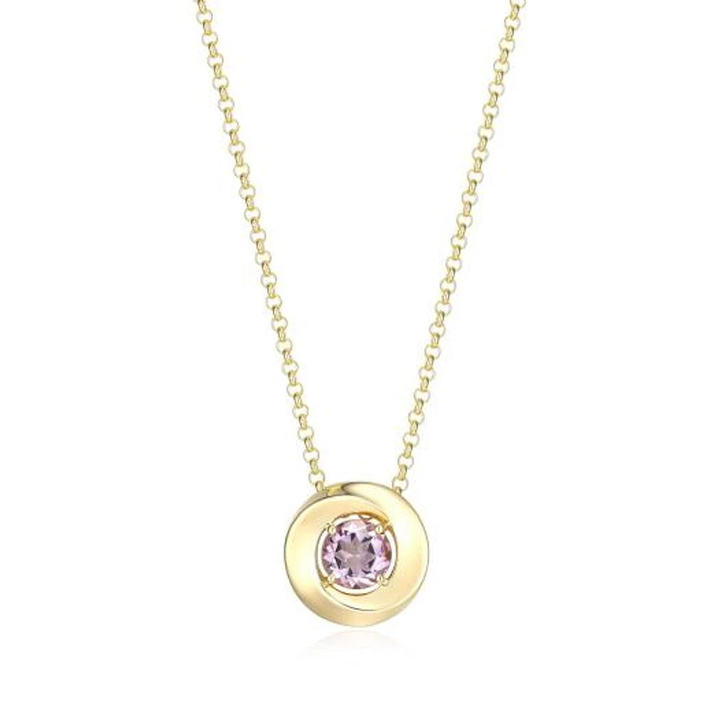 Elle "Swirl" Round Pink Amethyst Rolo 17+3" Necklace