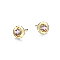 Elle "Swirl" Round Pink Amethys Stud Earrings