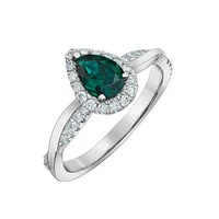 14K Gold Created Emerald & Lab Grown 0.33CTW Diamond Ring