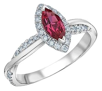 14K Gold Created Ruby & Lab Grown 0.33CTW Diamond Ring