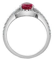 14K Gold Created Ruby & Lab Grown 0.30CTW Diamond Ring