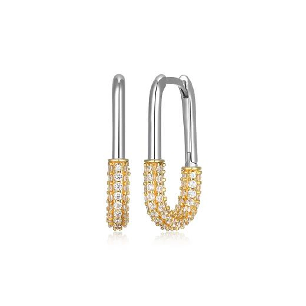 Reign Two-Tone Oblong Link Hoop Earrings