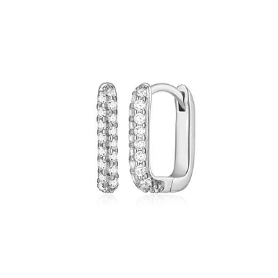 Reign Cubic Zirconia Oblong Link Square Hoop Earrings