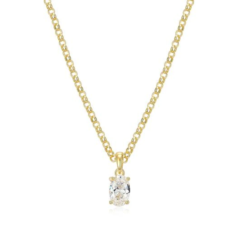 Reign 18K Gold Plated Oval Cubic Zirconia Solitaire Pendant