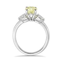 New Brilliance Lab Grown 1.30CTW Yellow & White Diamond Ring in 14K White Gold