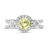 New Brilliance Lab Grown 2.00CTW Yellow & White Diamond Ring in 14K White Gold