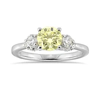 New Brilliance Lab Grown 1.63CTW Yellow & White Diamond Ring in 14K White Gold