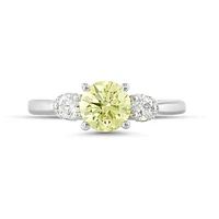 New Brilliance Lab Grown 1.63CTW Yellow & White Diamond Ring in 14K White Gold