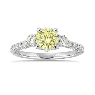 New Brilliance Lab Grown 1.88CTW Yellow & White Diamond Ring in 14K White Gold