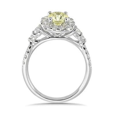 New Brilliance Lab Grown 1.46CTW Yellow & White Diamond Ring in 14K White Gold