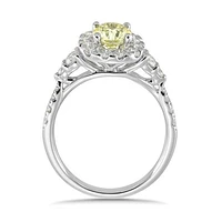 New Brilliance Lab Grown 1.46CTW Yellow & White Diamond Ring in 14K White Gold