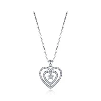 Sterling Silver Cubic Zirconia Star Heart 19" Pendant