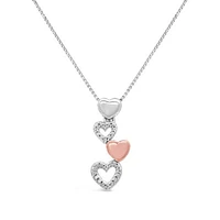 Diamond Four Heart Pendant in Sterling Silver & 10K Rose Gold