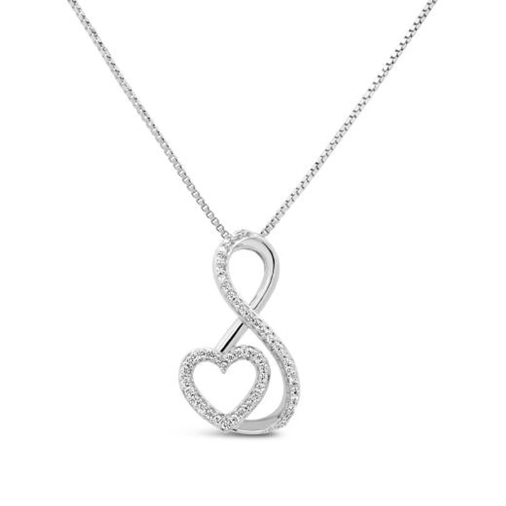 0.10CTW Diamond Infinity & Heart Pendant in Sterling Silver