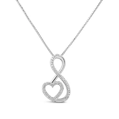 0.10CTW Diamond Infinity & Heart Pendant in Sterling Silver