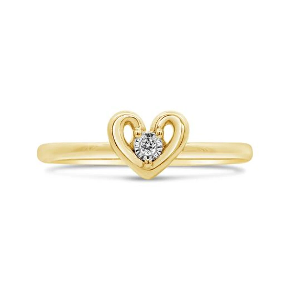 Glacier Fire Canadian Diamond Heart Shaped Promise Ring in 10K Yellow Gold