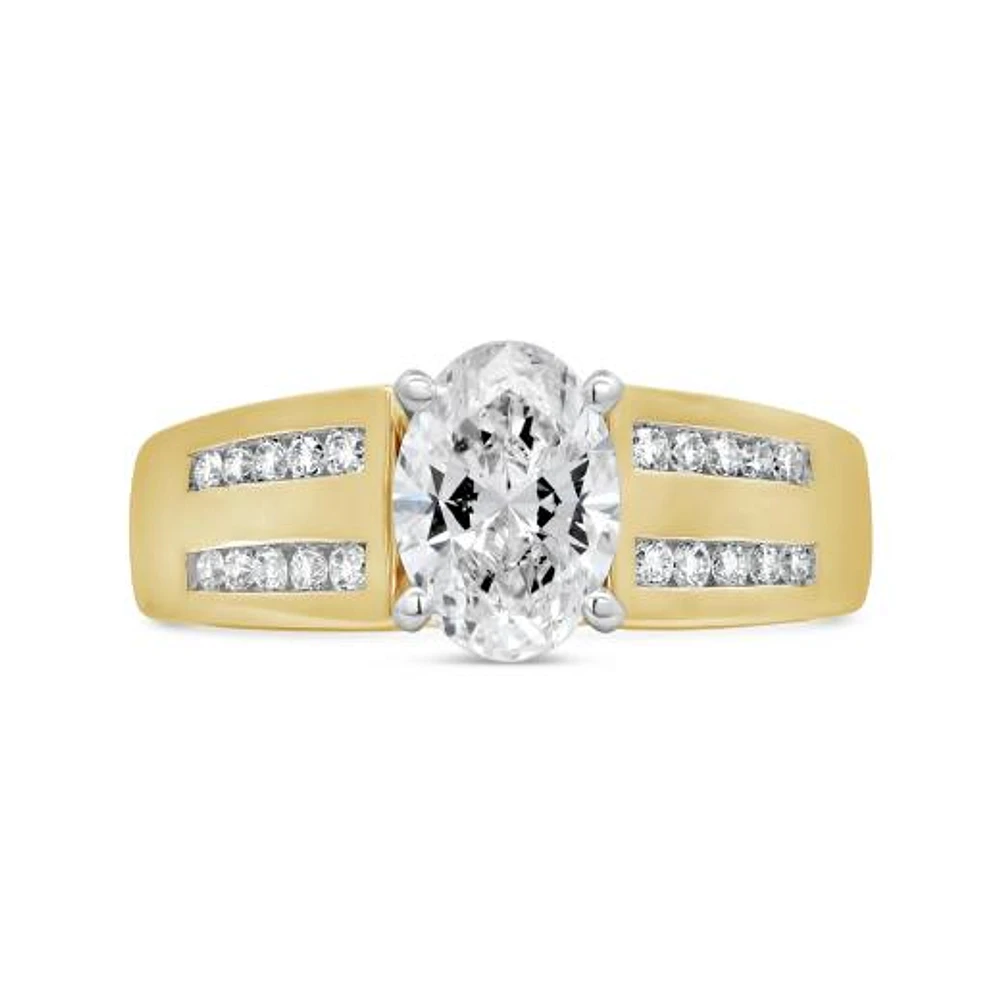 New Brilliance Lab Grown 1.75CTW Oval Diamond Bridal Ring in 14K Yellow Gold