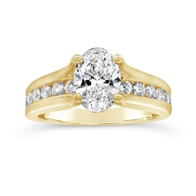 New Brilliance Lab Grown 2.00CTW Oval Cut Diamond Bridal Ring in 14K Yellow Gold