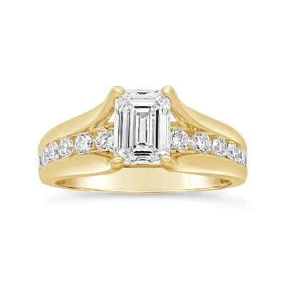 New Brilliance Lab Grown 2.00CTW Emerald Cut Diamond Ring in 14K Yellow Gold