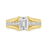 New Brilliance Lab Grown 2.00CTW Emerald Cut Diamond Ring in 14K Yellow Gold