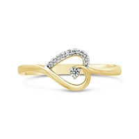 Diamond Heart Promise Ring in 10K Yellow Gold