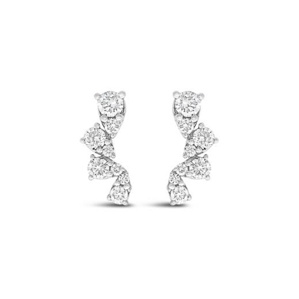 New Brilliance Lab Grown 0.70CTW Diamond Earrings in 10K White Gold