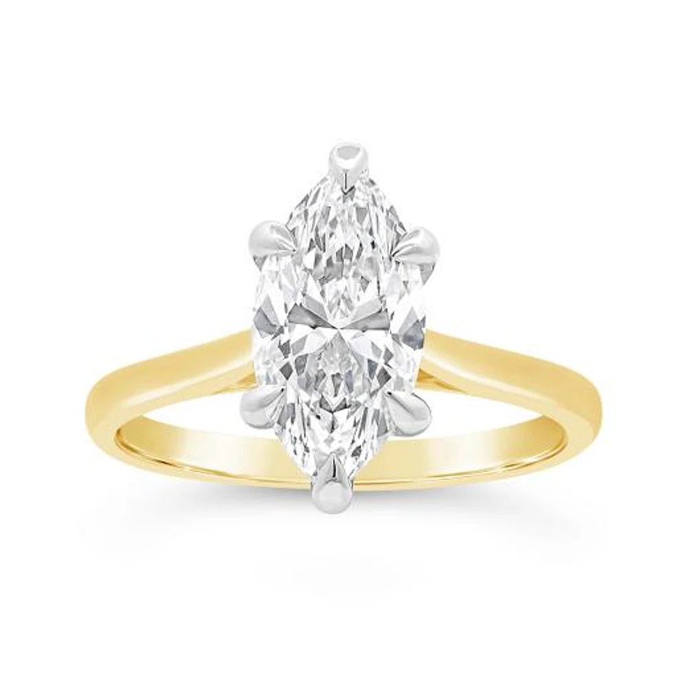 New Brilliance Lab Grown 2.00CT Marquise Diamond Ring in 14K Yellow Gold