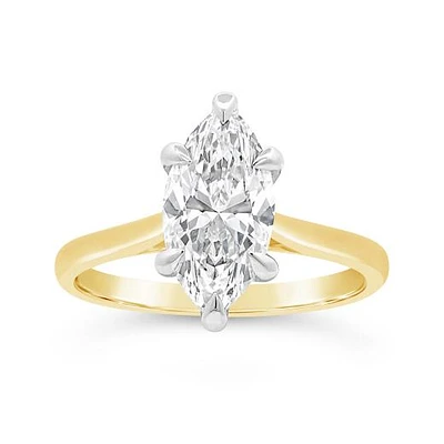 New Brilliance Lab Grown 2.00CT Marquise Diamond Ring in 14K Yellow Gold