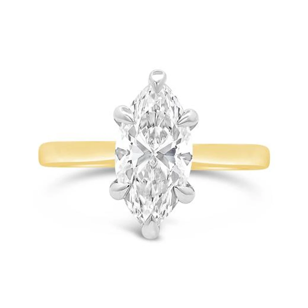 New Brilliance Lab Grown 2.00CT Marquise Diamond Ring in 14K Yellow Gold