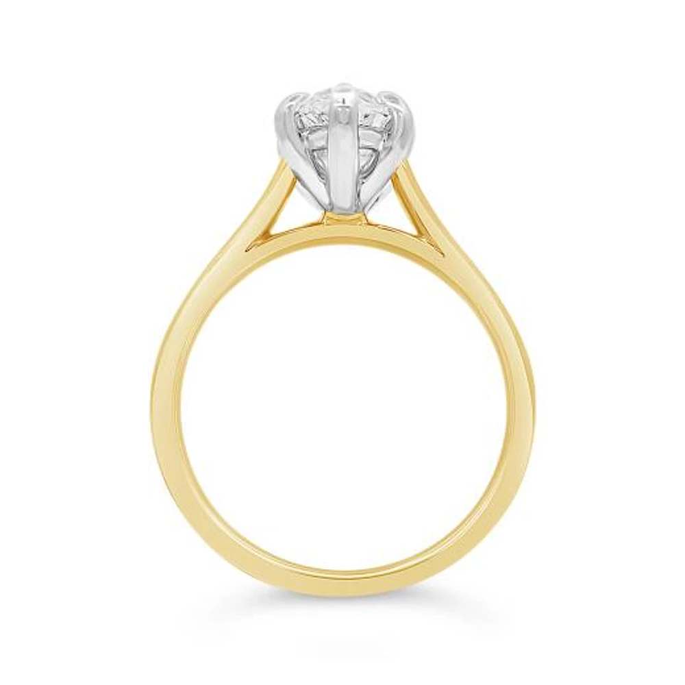 New Brilliance Lab Grown 2.00CT Marquise Diamond Ring in 14K Yellow Gold