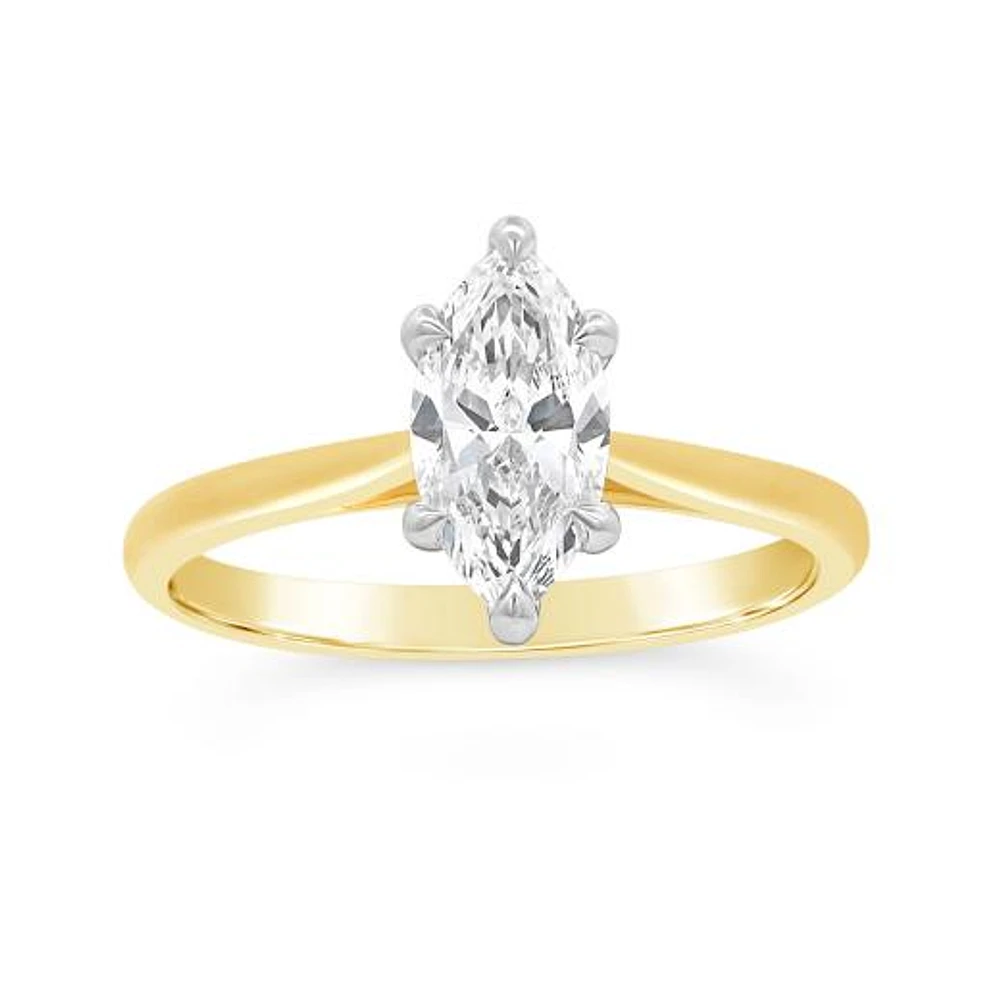 New Brilliance Lab Grown 1.00CT Marquise Diamond Ring in 14K Yellow Gold