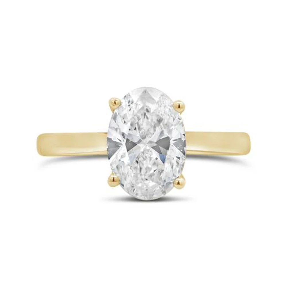 New Brilliance Lab Grown 2.00CT Diamond Oval Solitaire Ring in 14K Yellow Gold