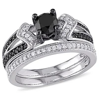 JULIANNA B 1.12CTW Black & White Diamond Bridal Set in Sterling Silver