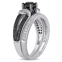 JULIANNA B 1.12CTW Black & White Diamond Bridal Set in Sterling Silver