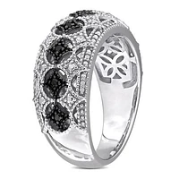 Julianna B 0.10CTW Black & White Diamond Fashion Band in Sterling Silver